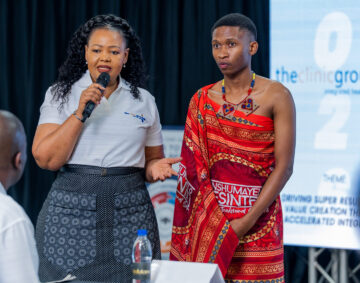 Founder and Director of Genesis Ekucaleni Media, Senator Pholile Shakantu with Digital Artist Nhlakanipho Ndzimandze.