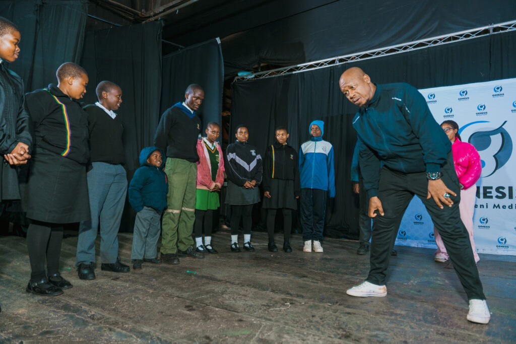 Learners participate in arts training facilitated by Genesis Ekucaleni Media, developing practical skills in writing, directing, dance and theatre.