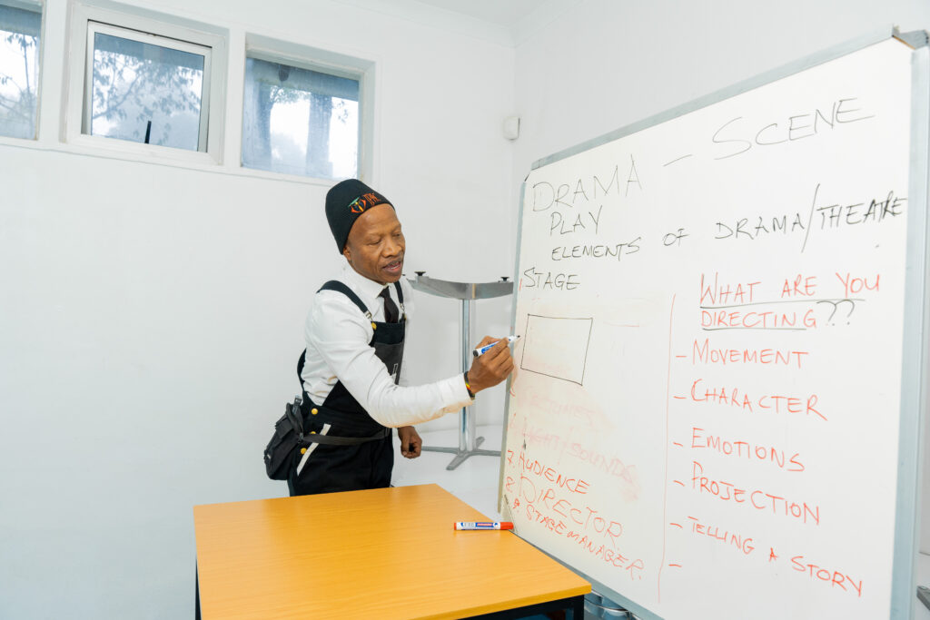 Learners participate in arts training facilitated by Genesis Ekucaleni Media, developing practical skills in writing, directing, dance and theatre.